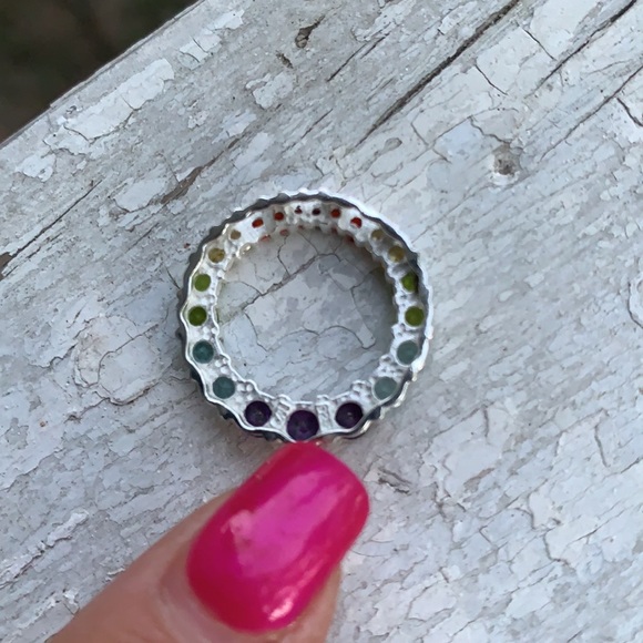 Sterling Silver Small Multi-Colored CZ Pendant - Picture 6 of 17